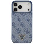 Guess Leather 4G Triangle Strass MagSafe case for iPhone 17 Pro Max blue - imagine 3