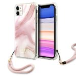 Guess GUHCN61KSMAPI iPhone 11 6,1" / Xr pink hardcase Marble with cord Collection