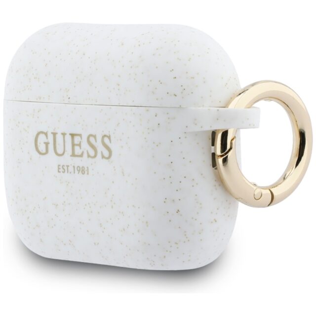 Case Guess Silicone Glitter Ring for AirPods Pro 3 white - imagine 3