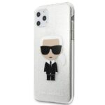 Karl Lagerfeld KLHCN65TPUTRIKSL iPhone 11 Pro Max silver Glitter Ikonik Karl - imagine 2