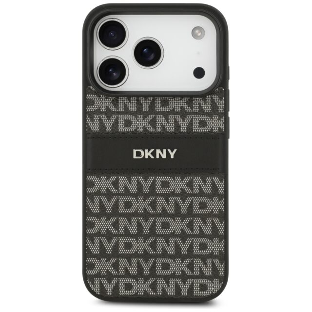 Case DKNY Repeat Texture Pattern with    Tonal Stripe for iPhone 17 Pro Max black - imagine 3