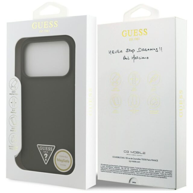 Case Guess Silicone Triangle Logo MagSafe for iPhone 17 Pro khaki - imagine 8