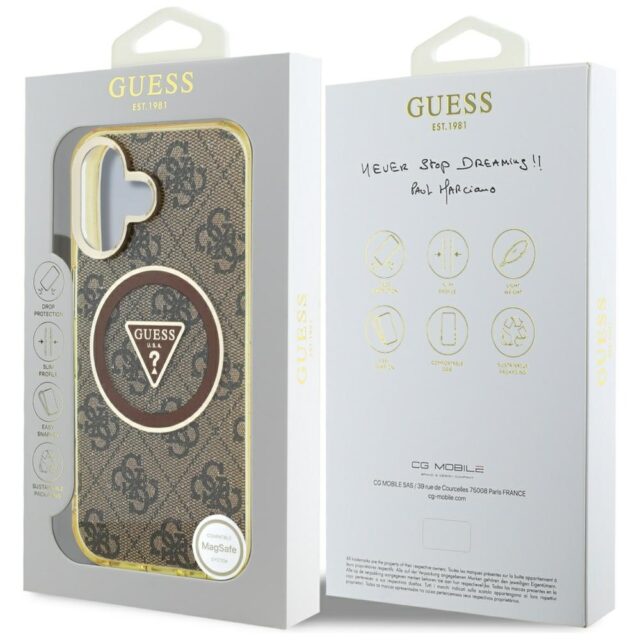 Case Guess IML Metal Glitter 4G Circle Triangle MagSafe for iPhone 16 brown - imagine 8