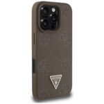 Case Guess Grained Hot Stamp Peony Triangle Logo MagSafe for iPhone 16 Pro brown - imagine 4