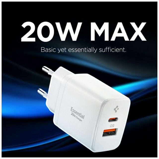 Ładowarka sieciowa Spigen Essential       EE202EU 20W USB-C/USB-A biały - imagine 4