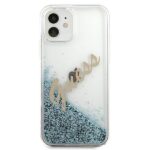 Guess GUHCP12SGLVSBL iPhone 12 mini 5,4" blue hardcase Glitter Vintage Script - imagine 3