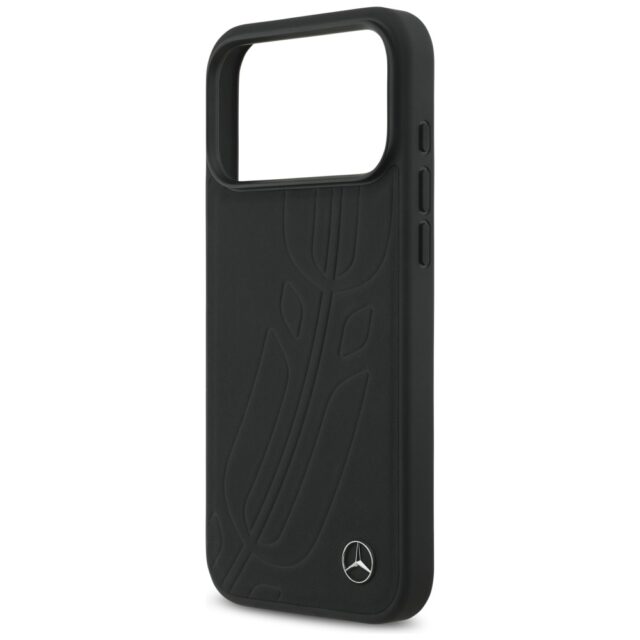 Mercedes Leather Large Laurel Leave MagSafe Case for iPhone 17 Pro Max Black - imagine 6