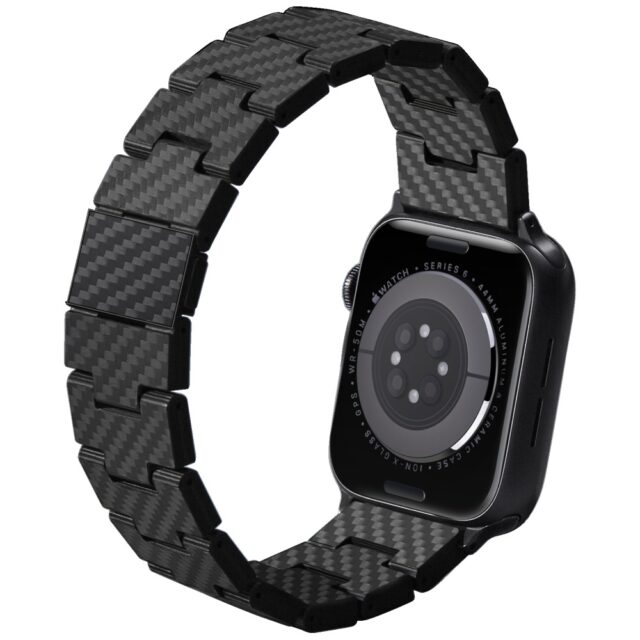 Band PITAKA Carbon Fiber Retro for Apple Watch 1/2/3/4/5/6/7/8/9/10/SE/Ultra/Ultra2 black grey - imagine 4