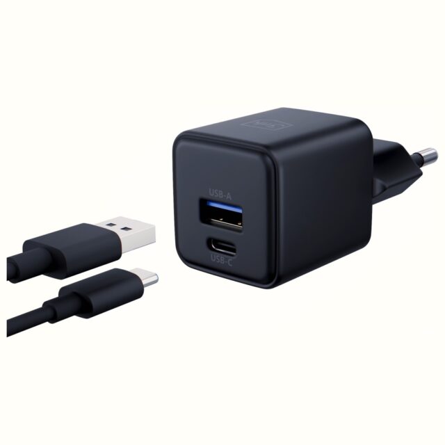 Wall charger 3MK Hyper GaN Charger 20W 1xUSB-A 1XUSB-C PD QC4+ black - imagine 3