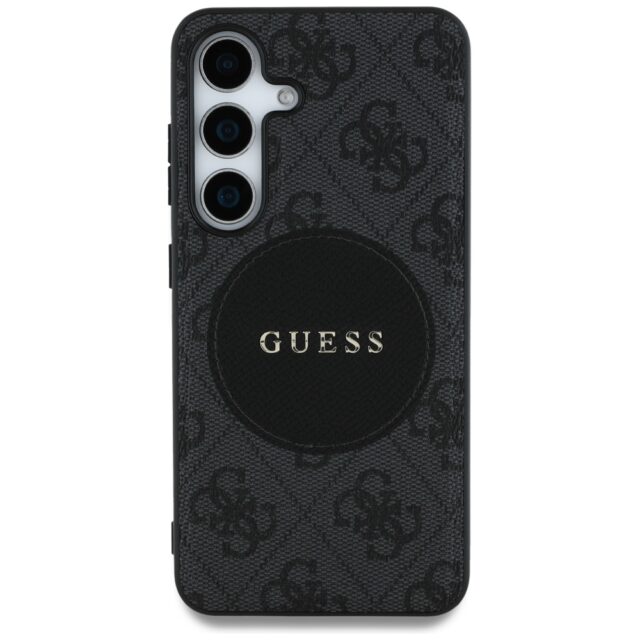 Case Guess 4G Round Patch Classic Logo MagSafe for Samsung Galaxy S25 Plus black - imagine 3