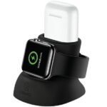USAMS 2in1 Silicone Charging Stand for Apple Watch and AirPods Black ZJ51ZJ01 (US-ZJ051)