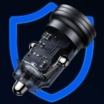 USAMS car charger C35 USB+USB-C 45W Fast Charge purple CC175CC02 (US-CC175) - imagine 9