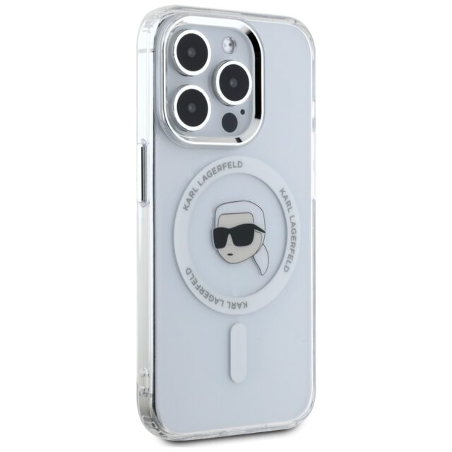 Case Karl Lagerfeld IML Metal Karl Head MagSafe for iPhone 15 Pro Max white - imagine 4