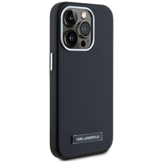 Case Karl Lagerfeld  FW Metal Plate MagSafe for iPhone 15 Pro black - imagine 4