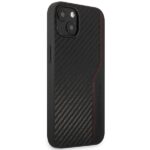 AMG AMHCP13MDEBK iPhone 13 / 14 / 15 6.1" black hardcase with Leather & Carbon and Red Stitching - imagine 4