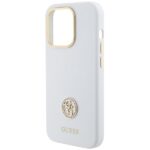 Guess GUHCP15XM4DGPH iPhone 15 Pro Max 6.7" white hardcase Silicone Logo Strass 4G - imagine 6
