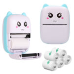 Extralink Set | Thermal printer EPP-002 Blue + Self-adhesive thermal paper 5 rolls |