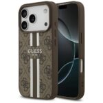 Case Guess 4G Printed Stripes MagSafe for iPhone 17 Pro brown