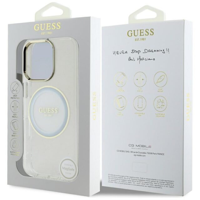 Case Guess IML Metal Colored Circle Classic Logo MagSafe for iPhone 16 Pro Max white - imagine 8