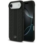Case Mercedes Leather Laurel Leaves Stripes MagSafe for iPhone Air black