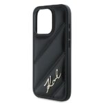 Karl Lagerfeld KLHCP15XPQDSMGK iPhone 15 Pro Max 6.7" black hardcase Diagonal Quilted Script - imagine 6