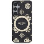 Case Guess 4G Background Gold Electroplated Peony Pattern MagSafe for Samsung Galaxy S25 black - imagine 3