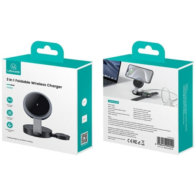 USAMS Foldable 3-in-1 15W Inductive Charge for Phone/Apple Watch/headphones CD234WXC01 (US-CD234) - imagine 7