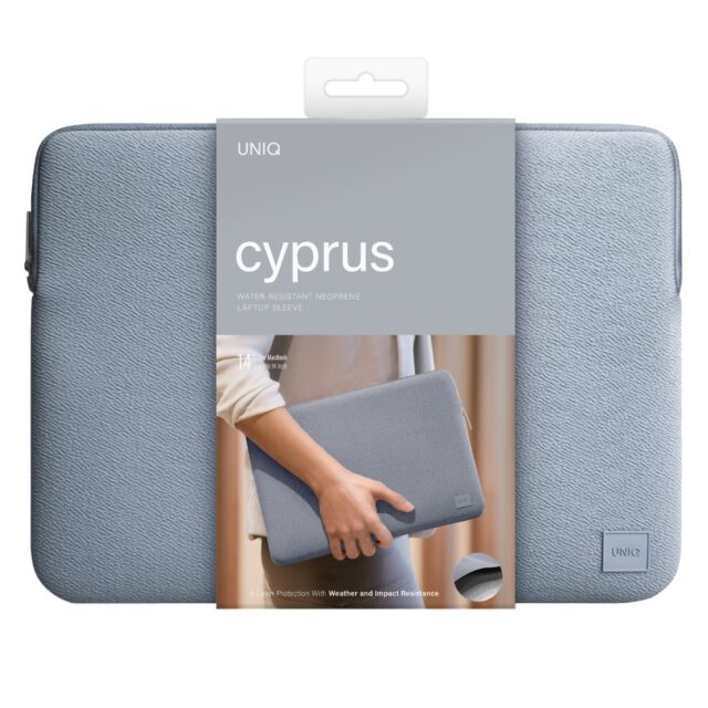 UNIQ bag Cyprus laptop Sleeve 14" blue/cloud blue water-resistant neoprene - imagine 6