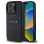 Guess GUHMP16LPSAPSMEK iPhone 16 Pro 6.3" black hardcase Saffiano Peony Classic Logo MagSafe