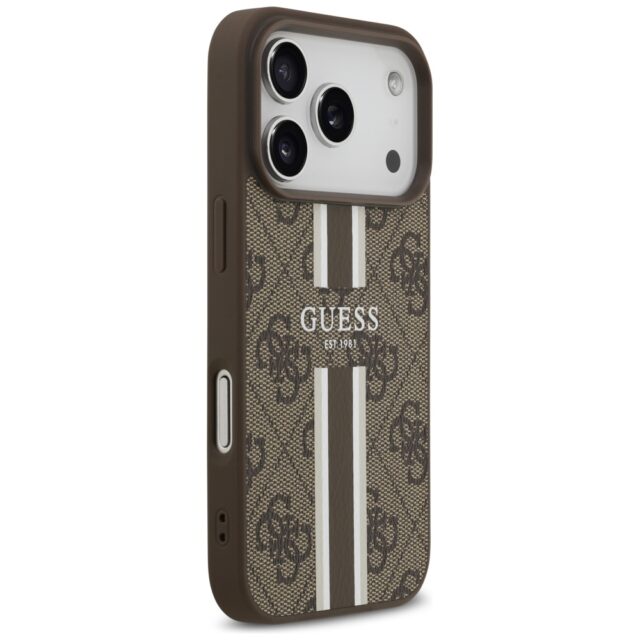 Case Guess 4G Printed Stripes MagSafe for iPhone 17 Pro brown - imagine 4