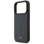 Case Mercedes Leather Laurel Leaves Stripes MagSafe for iPhone 17 Pro blue - imagine 6