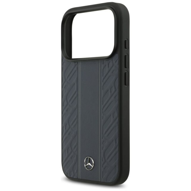 Case Mercedes Leather Laurel Leaves Stripes MagSafe for iPhone 17 Pro blue - imagine 6