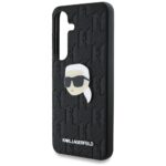 Case Karl Lagerfeld Leather Monogram Pin Logo Karl Head Samsung Galaxy S25 black - imagine 6