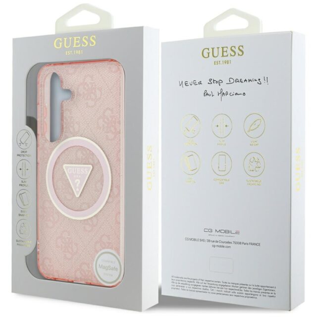 Case Guess 4G Glitter Triangle Buttons MagSafe for Samsung Galaxy S25 pink - imagine 8