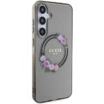 Guess GUHMS24MHFWFCK S24+ S926 black hardcase IML Flowers Wreath MagSafe - imagine 4