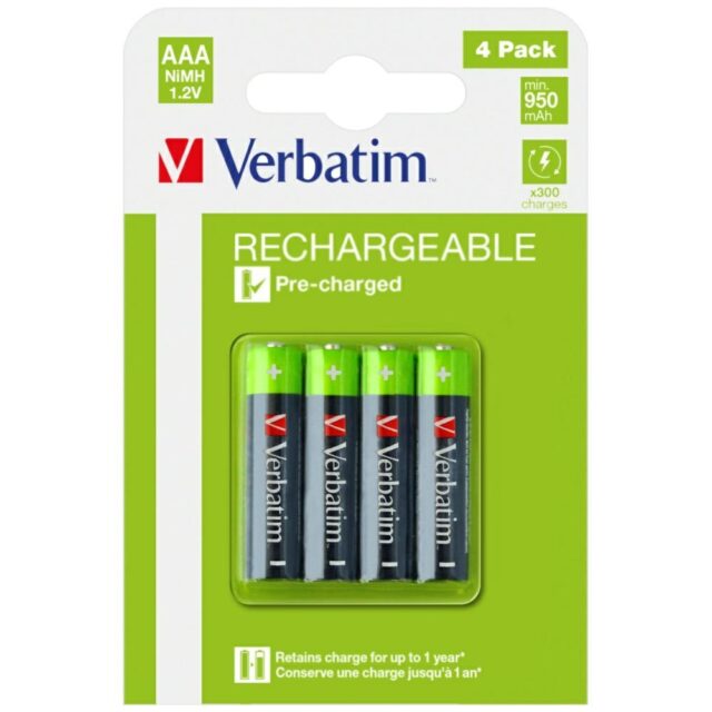 Verbatim Battery NiMH AAA 950mAh Premium HR03 4pcs black 49514 - imagine 4