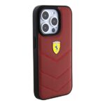 Ferrari FEHCP15LRDUR iPhone 15 Pro 6.1" red hardcase Leather Stitched Lines - imagine 4