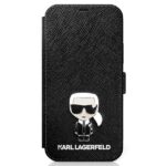 Karl Lagerfeld KLFLBKP12SIKMSBK iPhone 12 mini 5,4" black book Saffiano Ikonik Metal