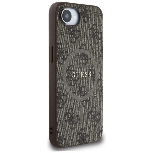 Case Guess 4G Ring Classic Logo MagSafe for iPhone 16e brown - imagine 4