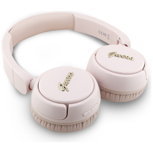 Headphones Guess Bluetooth 5.3 Metal Logo Script pink - imagine 3