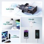 USAMS Charger 1xUSB-C+1xUSB 45W(only head) GaN PD3.0 +QC3.0 Fast Charging black/blackCC178TC01 - imagine 3