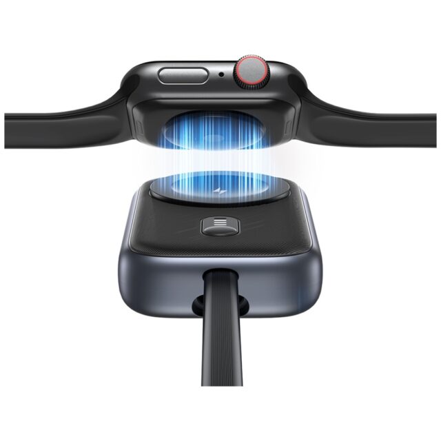 inductive charger for Apple Watch Usams CD245 2-in-1 with 1200mAh powerbank + USB-C cable titanium - imagine 7