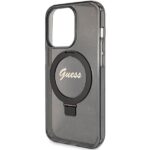 Guess GUHMP15LHRSGSK iPhone 15 Pro 6.1" black hardcase Ring Stand Script Glitter MagSafe - imagine 6