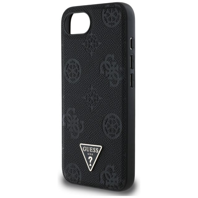 Case Guess Grained Hot Stamp Peony Triangle Logo MagSafe for iPhone 16e black - imagine 6