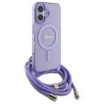 Guess GUHMP16SHCTSGNSU iPhone 16 6.1" purple hardcase Crossbody Cord Script MagSafe - imagine 3