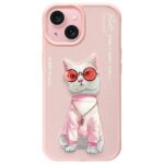 Nimmy case iPhone 15 6.1" pink Glasses Cool Cat