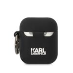 Karl Lagerfeld KLA2RUNCHK AirPods 1/2 cover black Silicone Choupette Head 3D - imagine 2