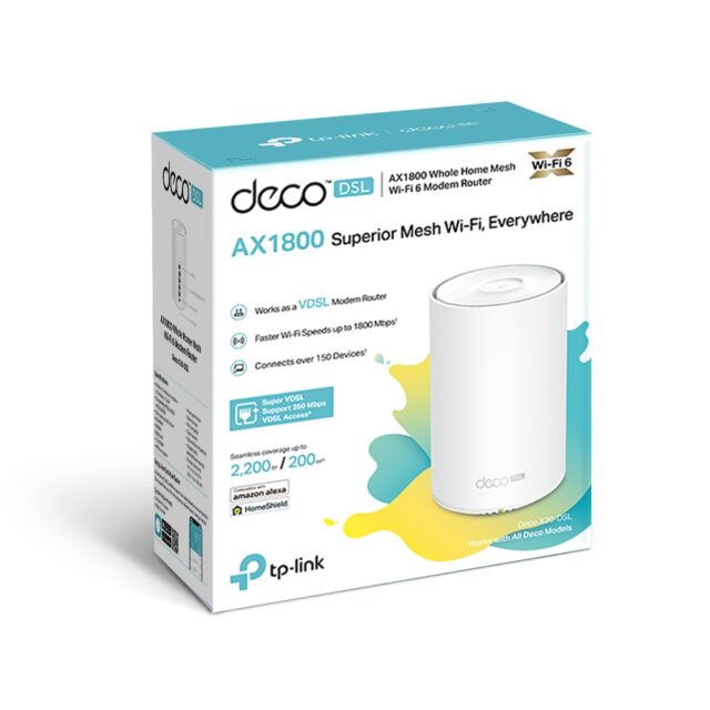 TP-Link Deco X20-DSL | WiFi Router | AX1800, Dual Band, OFDMA, MU-MIMO, 4x RJ45 1000Mb/s - imagine 3