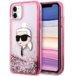 Karl Lagerfeld KLHCN61LNKHCP iPhone 11/XR pink hardcase Glitter Karl Head