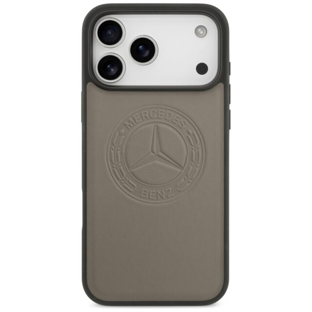 Case Mercedes Leather Vintage Logo       MagSafe for iPhone 17 Pro Max taupe - imagine 3